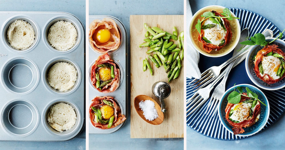Mumsiga baconskålar/baconmuffins som passar bra till frukost eller brunch.