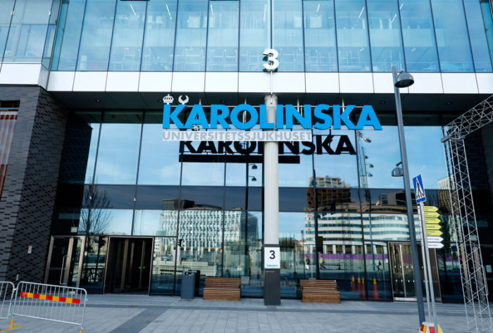 Ingången till Nya Karolinska sjukhuset Solna.
