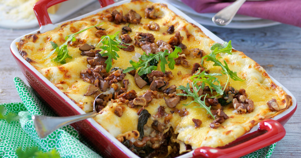 vegetarisk lasagne spenat fetaost recept